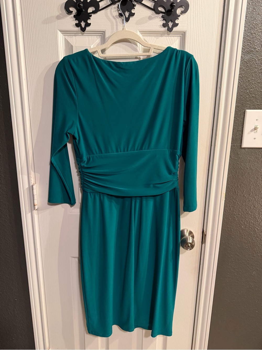 Chaps Green Faux-Wrap Sheath Dress - Picture 3 of 4
